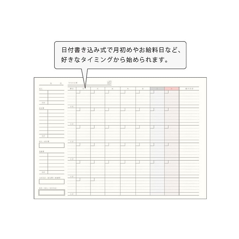 A5 Size Monthly Household Account Book [Navy Household Account] MHKN-08