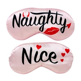 Naughty or Nice Funny Sleep Mask for Women, Ultra Soft Reversible Sleeping Mask with Adjustable Strap. Wedding Gift for Bride, Bridal Shower, Romantic Anniversary Present, Christmas Stocking Stuffer