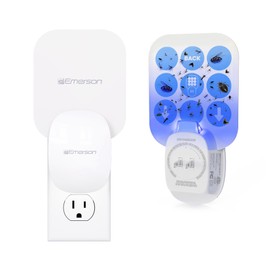 Emerson ITL7103 Plug-in Flying Bug Catcher with UV Light and LED Décor – Indoor Fly, Fruit Fly, Gnat & Moth Catcher, Silent, 24/7 Coverage, Mess-Free, use in Any Room, Includes 3 Glue Cards