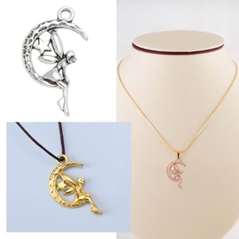 eMagTech 80PCS Moon & Fairy Charms Pendants DIY Craft Jewelry Making Decorations Ornaments for Bracelet Necklace Keychain Crafting Findings Accessories