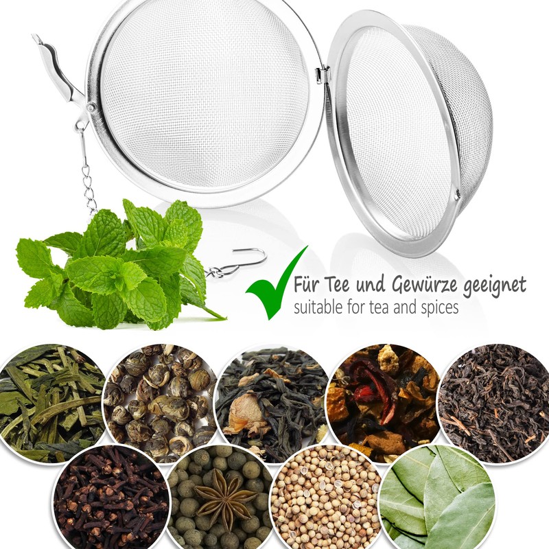 com-four® 2 x Tea Strainer Made of 304 Stainless Steel
