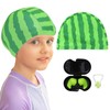 Funny Watermelon Kids Swim Cap with Ear Plugs & Nose