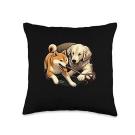 Japanese Shiba Inu Golden Retriever Throw Pillow