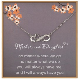 Weelody Mother Daughter Necklace, 925 Sterling Silver Infinity Necklace with CZ Stones, Mother's Day Gifts for Mum from Daughter, Birthday Gift for Daughter from Mum