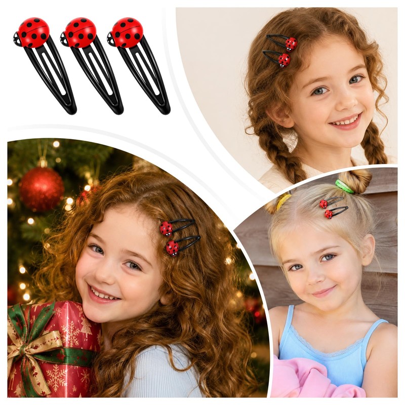 24Pcs Ladybug Hair Clips, Cute Lady Bug Snap Barrette for