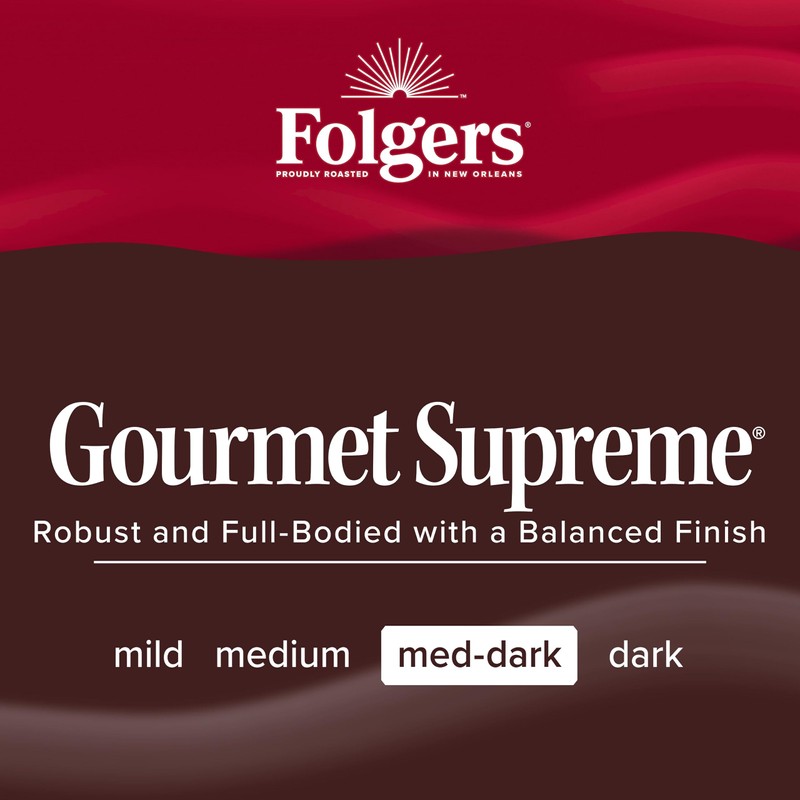 Folgers Gourmet Supreme Medium Dark Roast Ground Coffee, 9.6 Ounces