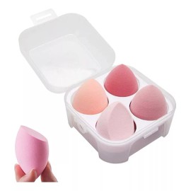 Cosmetishop Set De 4 Esponjas De Maquillaje Blender Con Estuche Plástico