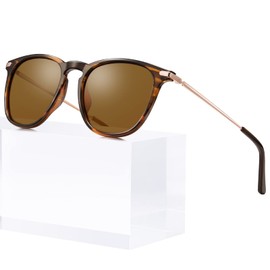 TSEBAN Vintage Damen Sonnenbrille Polarisierte Frauen Brille, Acetat-Rahmen & UV 400 Schutz,Schildpatt; Linse: Braun,Einheitsgröße