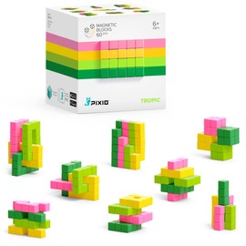 PIXIO Tropic - Tiny Magnetic Building Blocks in Pixel Art Style with Free App - 8 mm Building Cube with 6 Inner Magnets - Creative Toy from 6 Years Boys and Girls