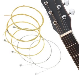 EZONEDEAL 6pcs Acoustic Guitar Strings Nickel Alloy Strings Set 6 Guitar Sting Fit For Most Types Of Guitars Rustproof Coating Clear and Gold - Guitar Accessories