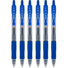 Pilot Pen Pilot G2 07 blau fein Retractable Gel Ink Pen Tintenroller 0,7 mm Feder Spitze 0,39 mm Line Breite nachfüllbar bl-g2–7 (6er Pack, blau)