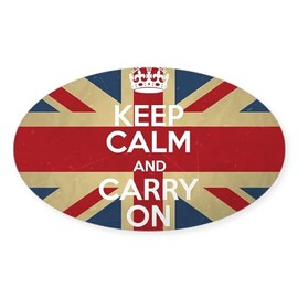 CafePress Keep Calm and Carry On Oval Car Bumper Sticker