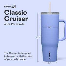 Corkcicle Cruiser Insulated Tumbler - Keeps Drinks Cold 20 Hours - Triple-Insulated Stainless Steel - Spill-Proof Lid - Summer Drinkware Gift - Keeps Drinks Ice Cold - 40 oz - Periwinkle