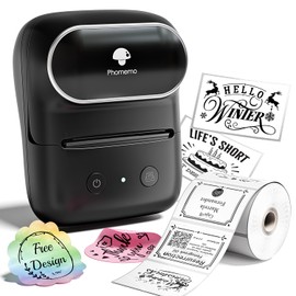 Phomemo M108 Bluetooth Label Maker Machine with Tape, 2 Inch Portable Thermal Label Printer for Small Business, Home, Kitchen, Office, Inkless Label Printer for Barcode, Address, Logo, Clothing, Black