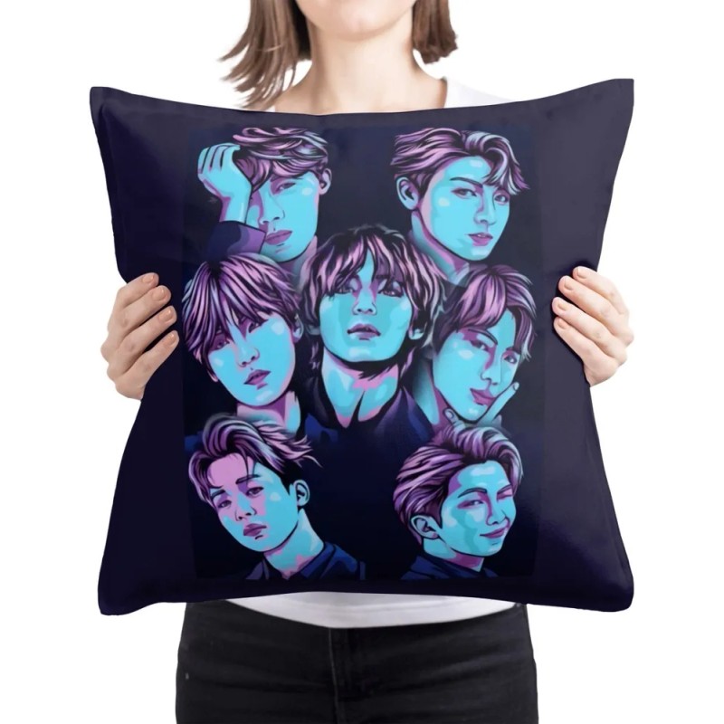 Cojin Decorativo Bts Rostros Artistico Unico Coreano 50x50cm Bts Liso