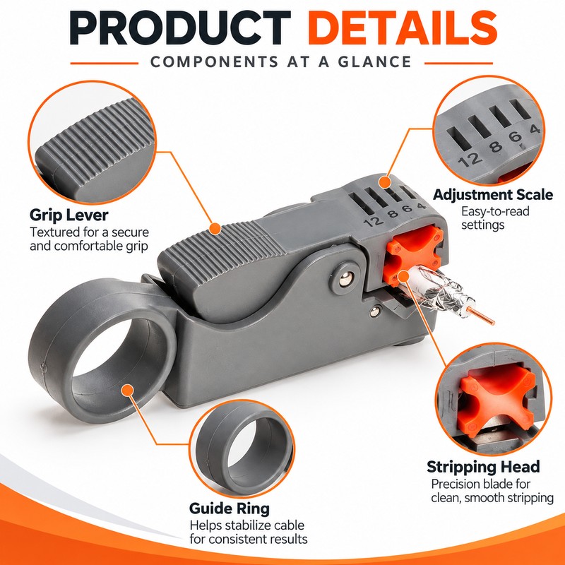 Coaxial Cable Stripping Tool for Wire Prep – Adjustable 4/6/8/9/12mm