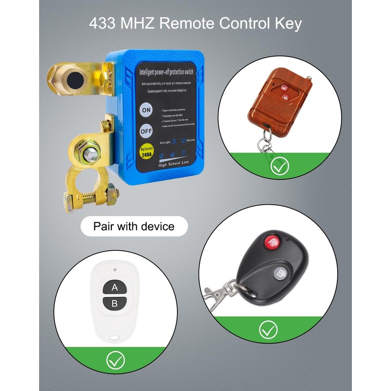 12V 240A Remote Battery Disconnect Switch, Car Battery Kill Switch