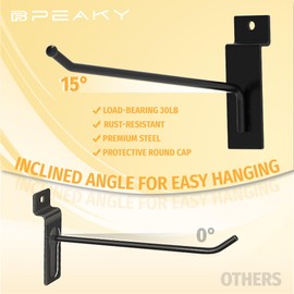 BFPeaky Black Slatwall Hooks 4 Inch, 25PC, Heavy Duty, Slat Wall Hanging Hooks, Display Hooks for Retail, Slatwall Accessories