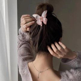 ATODEN Butterfly Hair Accessories - 4 Pcs Transparent Acrylic Claw Clips for Women's Thick, Thin, and Medium Hair