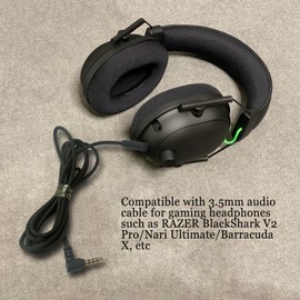 Celeyearnirs 3.5mm Audio Cable 150cm Long for Razer BlackShark V2 Pro Wireless Headset,for Razer Nari Ultimate/Barracuda X Wireless 7.1 Surround Sound Gaming Headset