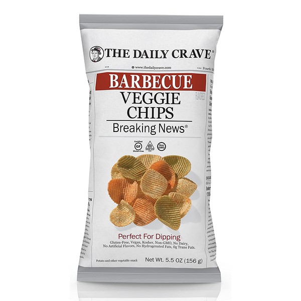 The Daily Crave Veggie Chips, Barbecue, 5.5oz (Pack Of 8) Veggie Crisps, Gluten-Free, Non-GMO, Kosher, Crunchy, Vegan