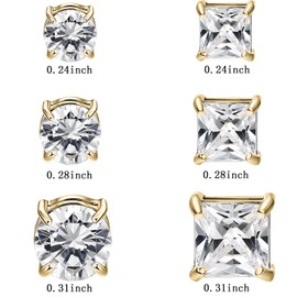 NEWITIN 2 Pairs Stainless Steel Magnetic Stud Earrings for Men Clip on Earring Magnetic Earring Unisex Non Piercing CZ Magnet Studs Diamond Earrings for Women Men