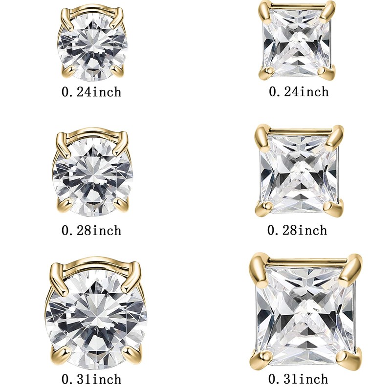 NEWITIN 2 Pairs Stainless Steel Magnetic Stud Earrings for Men