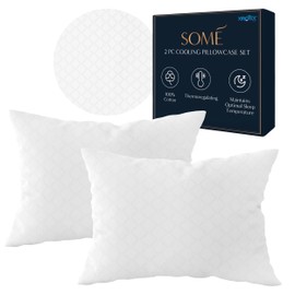 SOMÉ Cooling Pillowcases for Ultimate Temperature Control, Luxury Queen Size 2 Pc Pillowcase Set - Made from Ultra-Soft 400 TC 100% Cotton Pillowcases for Night Sweats and Hot Sleepers, White