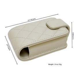 AgentMoon Luxury Handheld Lipstick Pouch with Mirror,Genuine Leather Lip Balm Case with Clamshell Magnetic Hidden Clasp,Exquisite Travel Makeup Lipstick Case. 4.1x2.3x1.8 inches (White Rhombus)