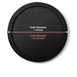 CYS EXCEL 13 Inch Black Round Wooden Tray, Decorative Serving Trays for Ottoman Coffee Table Candle Holder Home Decor Accessories