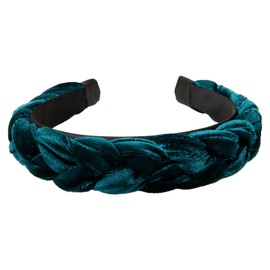 Alpenflüstern Costume Headband Velvet Braided Look – Women's Hair Accessories Non-Slip Headband Braided for Dirndl (in Traditional Colours) ADV132 (Petrol))