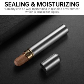 CIGARLOONG Cigar Tube Humidor,Alloy Single Portable Travel Cigar Protection Tube,for Cigar Lovers