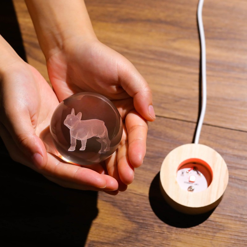 3D Bulldog Gifts for Women Crystals Ball 60mm - Bulldog