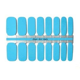 Glam Girl Nails Light Blue Solid Color Nail Polish Strips / Nail Wraps / Nail Stickers