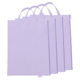 sourcing map 4 Pcs Zipper File Bags, 9.6" x 13.4" Waterproof Oxford Fabric A4 Zipper Document Bag Storage Organizer Pouch with Handle for Organizing, Purple