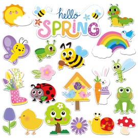 Hello Spring Magnet Car Decorations -X1zuue 20Pcs Colorful Waterproof Spring Insect Theme Magnetic Refrigerator Stickers Bee Butterfly Bird Magnets Home Decor Party Supplies for Cars Office Whiteboard