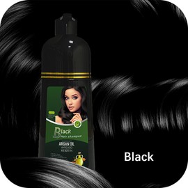 Fokiabin Gray Coverage Color Shampoo - 3-in-1 Color Depositing Shampoo with Herbal Formula, Ammonia-Free Hair Dye for Women & Men, Long-Lasting Root Touch Up (Black, Lasts 6 Weeks)