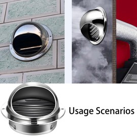 Leliafleury Stainless Steel Air Vent Cover Round Ventilation Grill Cover External Wall Vent Outlet for Home Bathroom Kitchen, 80mm