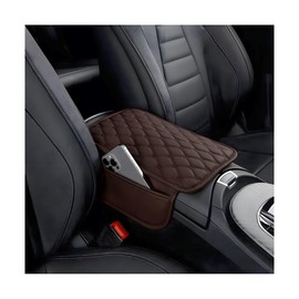 Mandark Car Center Console Cover, Leather Vehicle Armrest Seat Box Pad with 2 Storage Bags, Automotive Interior Arm Rest Protector Accessories, Universal for SUV, Sedan, Truck(Coffee)