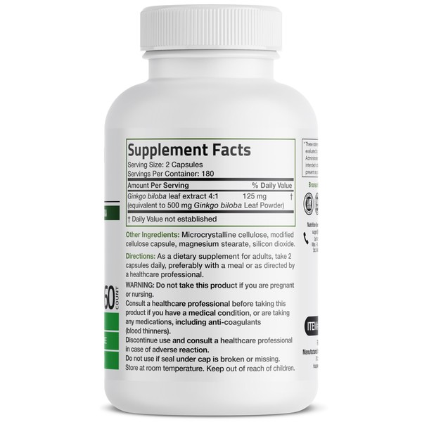 Bronson Ginkgo Biloba Extra Strength Supports Brain Function & Memory
