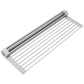 Surpahs Roll-Up Dish Drying Rack, Warm Gray, 20.5" x 13.1", Fits Sinks up to 19.5" Wide, Silicone-Coated Stainless Steel