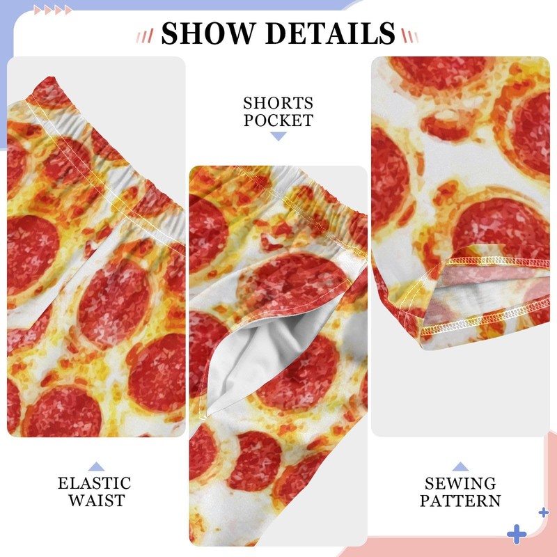 IHCVHQX Pajama Pants Pizza Pepperoni Pattern Soft Pajama Sleep Pant