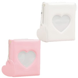 CAASFOOY 2 Set 3 Inch Mini Photo Album, Photocard Album Kpop Mini Photo Binder, Binder Hollow Photocard Id Book Mini Scrapbook 32 Pockets