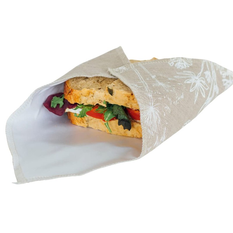 Reusable Sandwich Wrap in Natural Linen with Food Grade Washable,