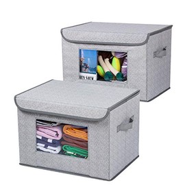 Univivi Larger Storage Cubes [2-Pack] Foldable Storage Box with Lid, Collapsible Storage Bin Organizer Basket with Sturdy Handles for Home, Nursery, Closet (16.92 x 11.8 x 11.81")