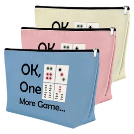 3Pcs Funny Mahjong Bag Mahjong Lover Gift Makeup Bag Retirement Gifts for Her Mahjong Girl Cosmetic Bag Mahjong Player Gift Gambling Gifts for Women Grandma Mother Birthday Christmas Gift Travel Pouch