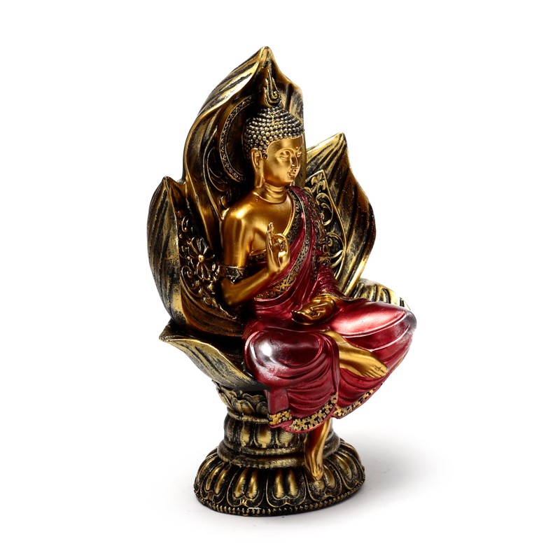 Puckator Buddha Thailandese Seduto - Oro e Rosso - Fiore
