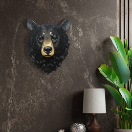 DWK "Grandfather Mountain Black Bear Head Bust Faux Taxidermy Wall Sculpture Plaque 17"