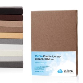 etérea Comfort Jersey Fitted Sheet in Various Sizes and Colours, Soft Fitted Sheet Made from 100% Cotton, Flat Sheet with Approx. 25 cm Base Height and 140 g/m²