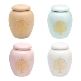 APOMOONS SKleine Urn for Human Ashes Set of 4 Ceramic Mini for Ashes People Urns with Tree of Life Animal Urns for Dogs Urn Cat Urn Keepsake for Safe Storage of Ashes